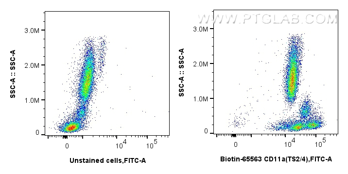 FC experiment of human peripheral blood leukocytes using Biotin-65563