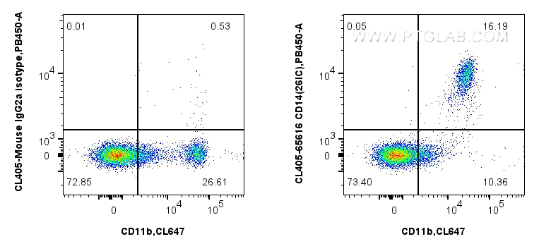 FC experiment of human PBMCs using CL405-65616