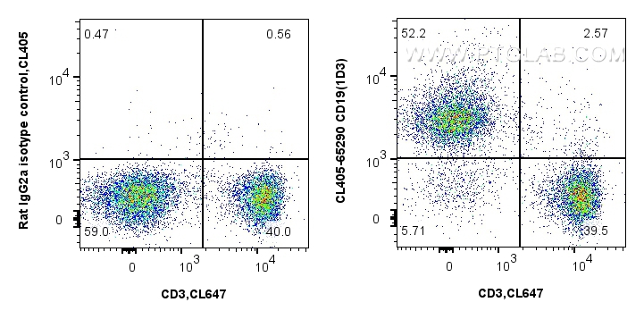 FC experiment of C57BL/6 mouse splenocytes using CL405-65290