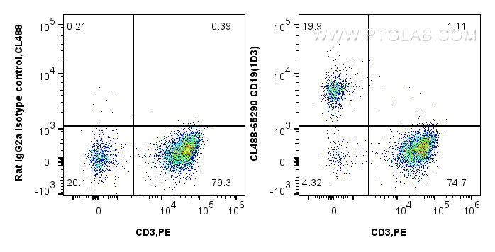 FC experiment of C57BL/6 mouse splenocytes using CL488-65290