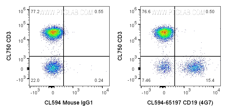 FC experiment of human PBMCs using CL594-65197