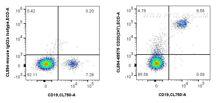 FC experiment of human PBMCs using CL594-65575