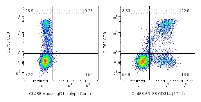 FC experiment of human PBMCs using CL488-65188