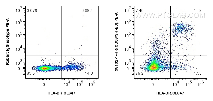 FC experiment of human PBMCs using 98132-1-RR (same clone as 98132-1-PBS)