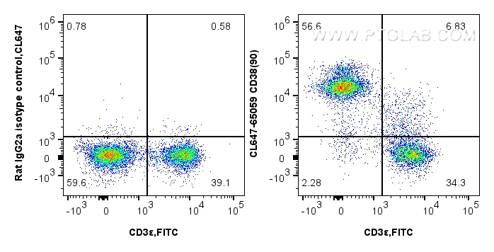 FC experiment of mouse splenocytes using CL647-65059