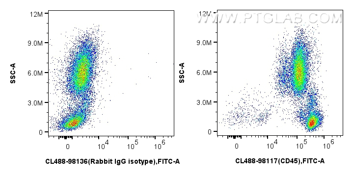 FC experiment of human peripheral blood leukocytes using CL488-98117