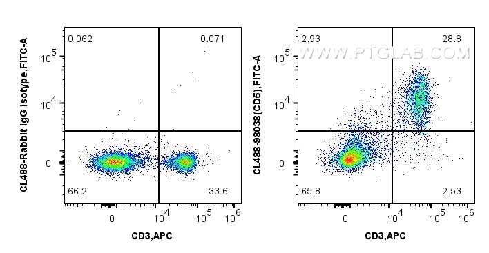 FC experiment of mouse splenocytes using CL488-98038-2