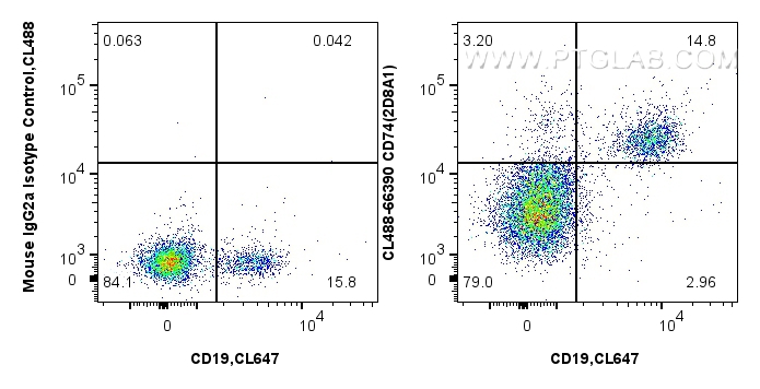 FC experiment of human PBMCs using CL488-66390