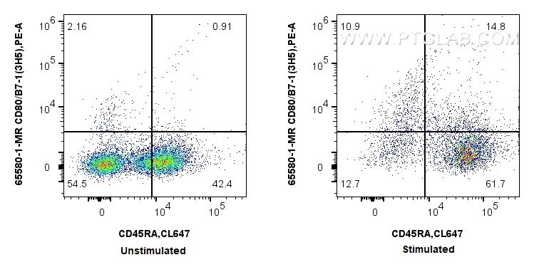 FC experiment of rat splenocytes using 65580-1-MR (same clone as 65580-1-PBS)