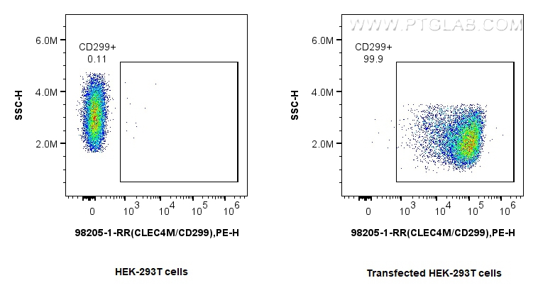 FC experiment of Transfected HEK-293T using 98205-1-RR (same clone as 98205-1-PBS)