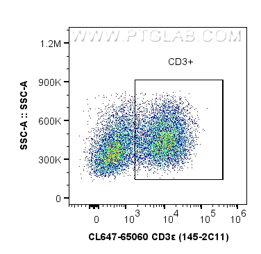 用Mouse Activated T Cell Panel（PK30013）对1x10^6 ConA刺激的小鼠脾细胞进行染色。对活细胞群进行分析，将CD3+ 细胞设门。细胞未固定。