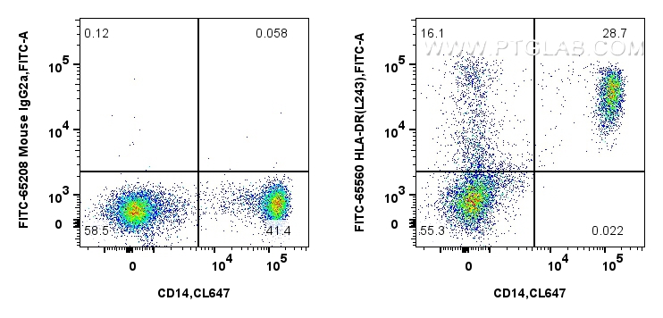 FC experiment of human PBMCs using FITC-65560