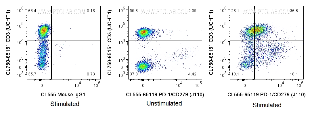 FC experiment of human PBMCs using CL555-65119