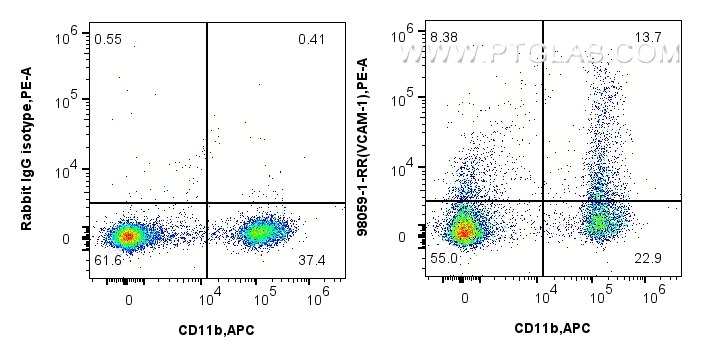 FC experiment of mouse bone marrow cells using 98059-1-RR (same clone as 98059-1-PBS)